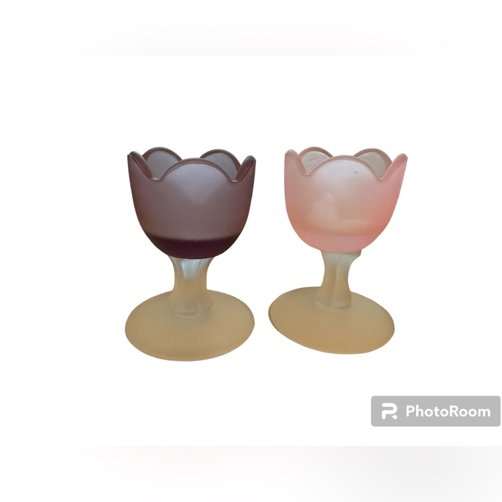 Tulip Candle holders: set of 2 pink and purple